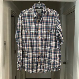 Lucky Brand blue plaid button down shirt L